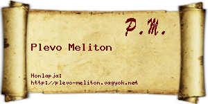 Plevo Meliton névjegykártya